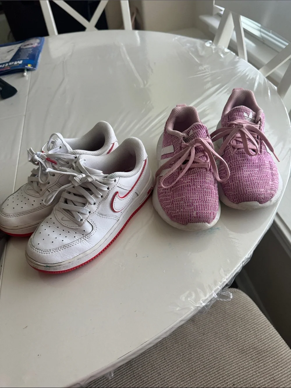 Bundle White and Pink Sneakers Nike and Adidas size 12 toddler girl